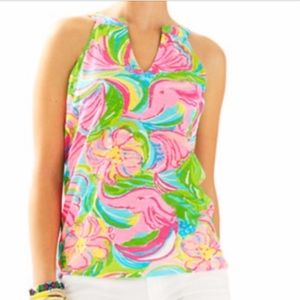 Lilly Pulitzer Arya Tank top pink blue XS New!!